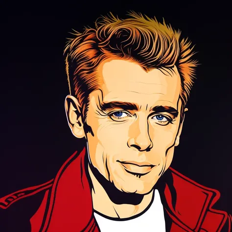 highly detailed, beautiful (caricature) portrait of james dean, cinematic lighting, dramatic lighting, illustration by vector_ar...