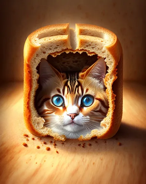 cat face in the toast