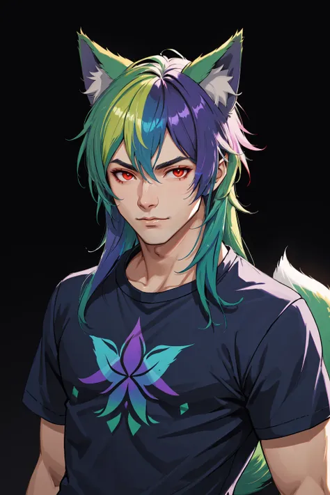 a close up of a person with a cat ears and a shirt