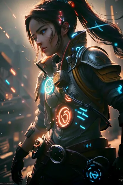 grapple pilot,1girl, (masterpiece:1.2) (illustration:1.2) (best quality) (detailed) (intricate) (8k) (HDR) (wallpaper) (cinematic lighting) (sharp focus)  GlowingRunesAIV2_paleblue, <lora:GlowingRunesAIV6:.6> <lora:liuyifei:1.0>