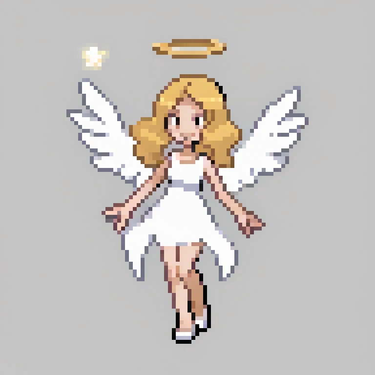 1girl angel with 2 large angel wings and a halo, perfect curves, wearing a white dress,
 <lora:pk_trainer_xl_v1-1:0.7>
 simple background