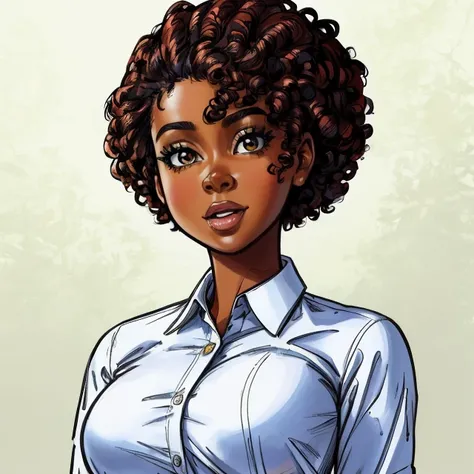 a cartoon of a woman with a shirt on and a tie