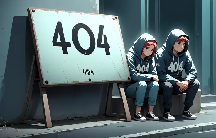 They have a sign that says ("404":1.3).
looking sad