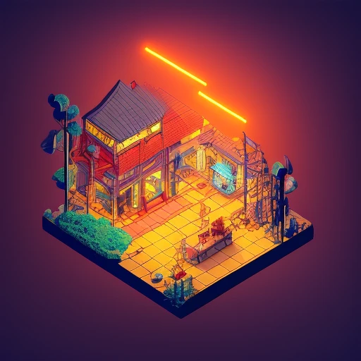 isometricfuture,  isometric cutaway, gothic, black thundery features, isometric, tokyo city, neon cyberpunk,thunderstorm, night ...