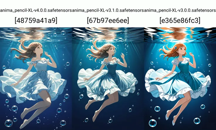 1girl, solo, dress, floating in the sea, underwater, air bubbles