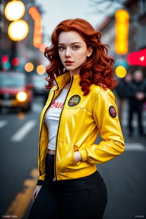 (dynamic pose:1.2),(dynamic camera),(analog photo raw:1.2),
(a woman with red hair and a yellow jacket)
,(masterpiece, top quality, best quality, official art,extreme detailed,highest detailed,depth of field,bokeh:1.3,realistic rim lighting,complex, multip...