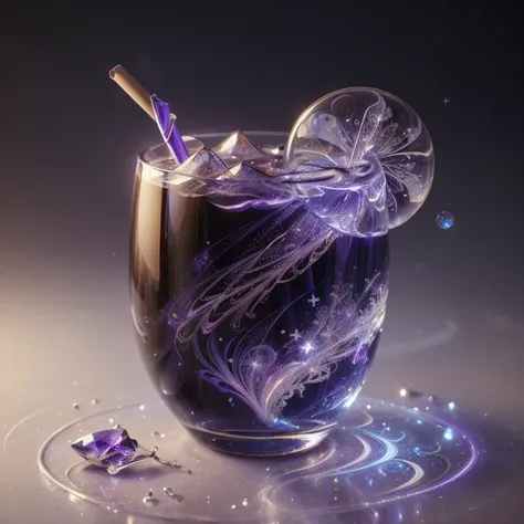 purple liquid in a glass with a spoon and a star