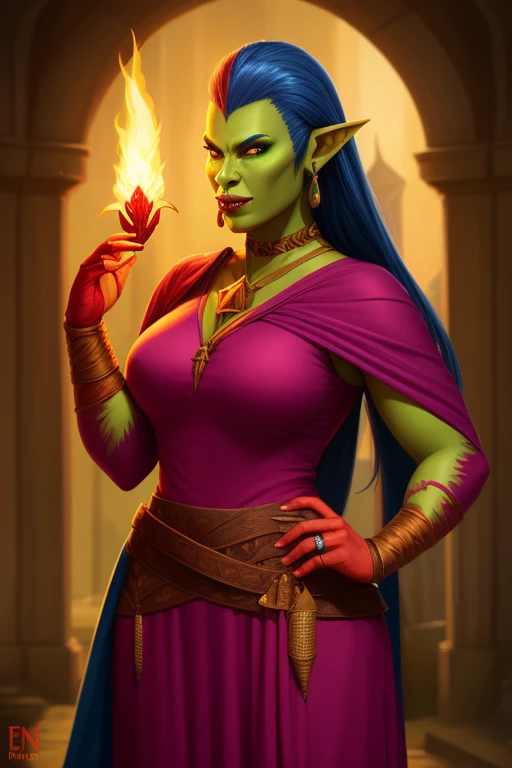 a female half-orc warlock