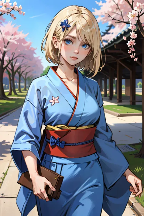 ((ultra detailed, masterpiece, absurdres))
 <lora:I2SGirl:0.8>
I2SGirl, medium hair, blonde hair, blue eyes, yukata, japan, cherry blossoms, hair ornament