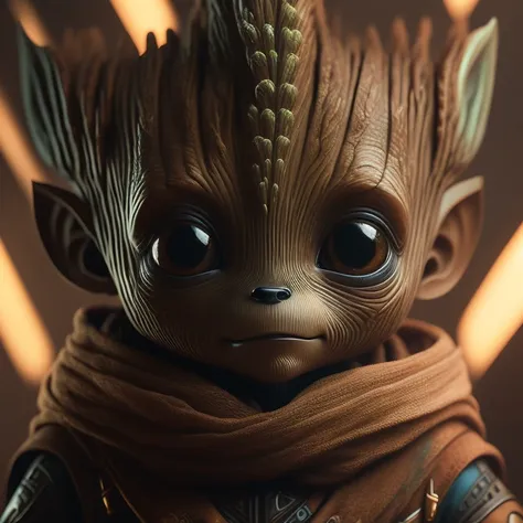 portrait of baby groot, seamless, epic, cinematic, intricate detail, award winning, great lighting, shading, high quality, detai...