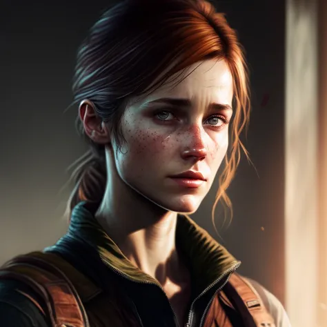 cinematic portrait of a ellie from the last of us ,  award winning, dark light, shading, high quality, detailed  <lora:pdalns:1....