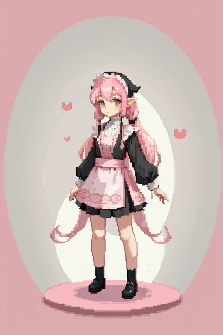 ((pixel)), ((pixel art)), 1girl, pink hair, elf, pigtails, cute, nun, maid, mature, seductive, close, looking at viewer, standing, detailed <lora:pixel_f2:0.5>