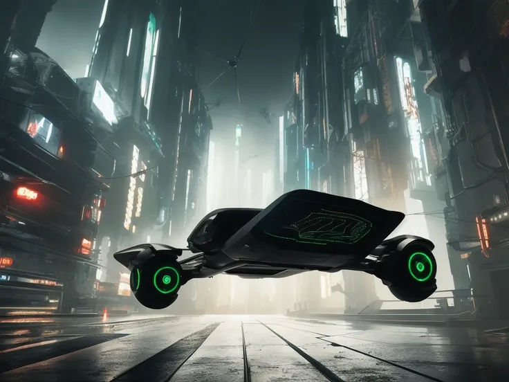 dark photo of a futuristic Metallic cyberpunk (flying car:1.3) with futuristic cyberpunk landscape, cinematic concept art,cyberpunk color, masterpiece, rainy day, ray tracking, RTX, intricate, 3d, highly detailed, trending on artstation, 4k,extremely high ...