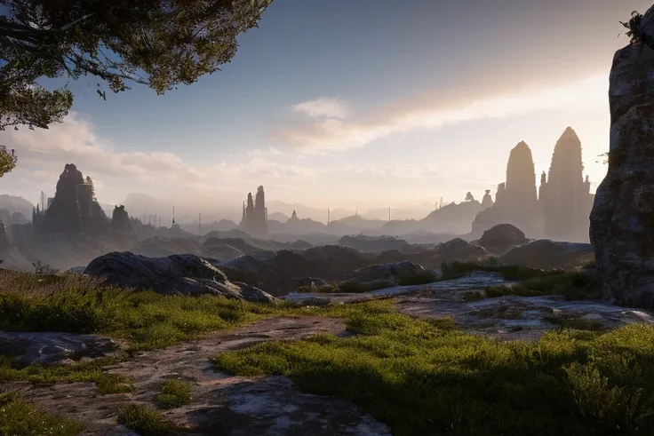 a good photo of (((concept art))) (((old fasion landscape))),8k resoultion,ultra cool,hyper realstic, scifi style,dramatic lighting, atmosphere lighting, hyper detail features, ray tracing, 3D, cinematic lighting, dark shadows, unrealistic Engine 5 renderi...