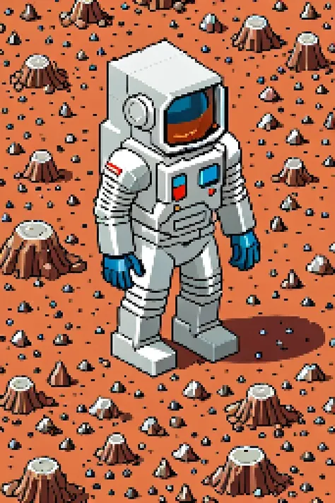 highly detailed isometric pixelart close-up of a space man on mars, eboy style <lora:Eboy_Pixelart_Style_XL>