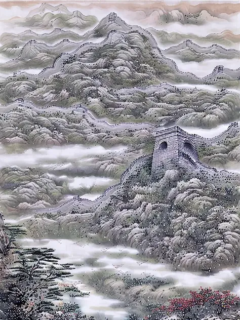 ((materpiece)), ((best quality)), ((high-res)),((extremly details)), ((Ink wash)), ((artist)),a painting of a great wall landscope with spectacular mountains, cloud, forest, landscape, mountain, nature, no_humans, no_houses, outdoors, scenery, sky, tree, ...