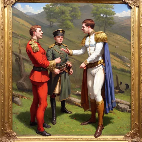 19th Century Oil Painting, "Soldiers in Discussion" by Edgar Bundy