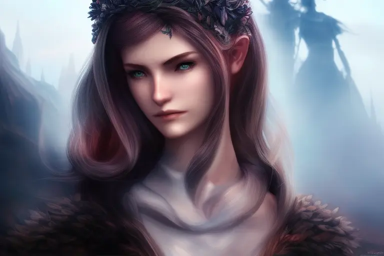 fantadsk2, 1girl, digital art by wlop, looking_at_viewer,  cleavage ,  close up, incredibly detailed, portrait, digital illustra...