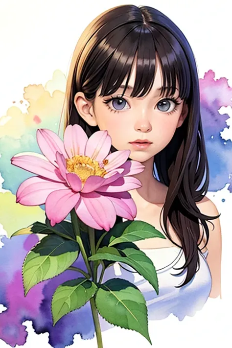 (masterpiece, beat quality, official art, watercolor sketch), a flower