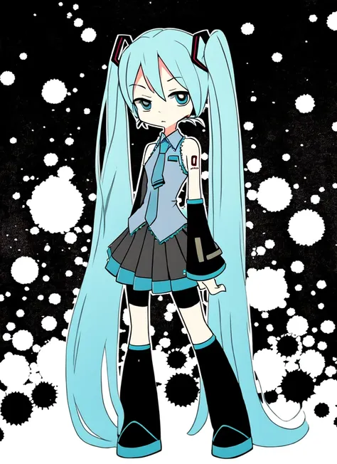 masterpiece, best quality, <lora:pas style:1>, solo, hatsune miku, shiny skin, standing