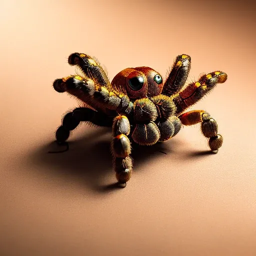 A (microworld:-1) of an true to life tarantula melting into Katsukura