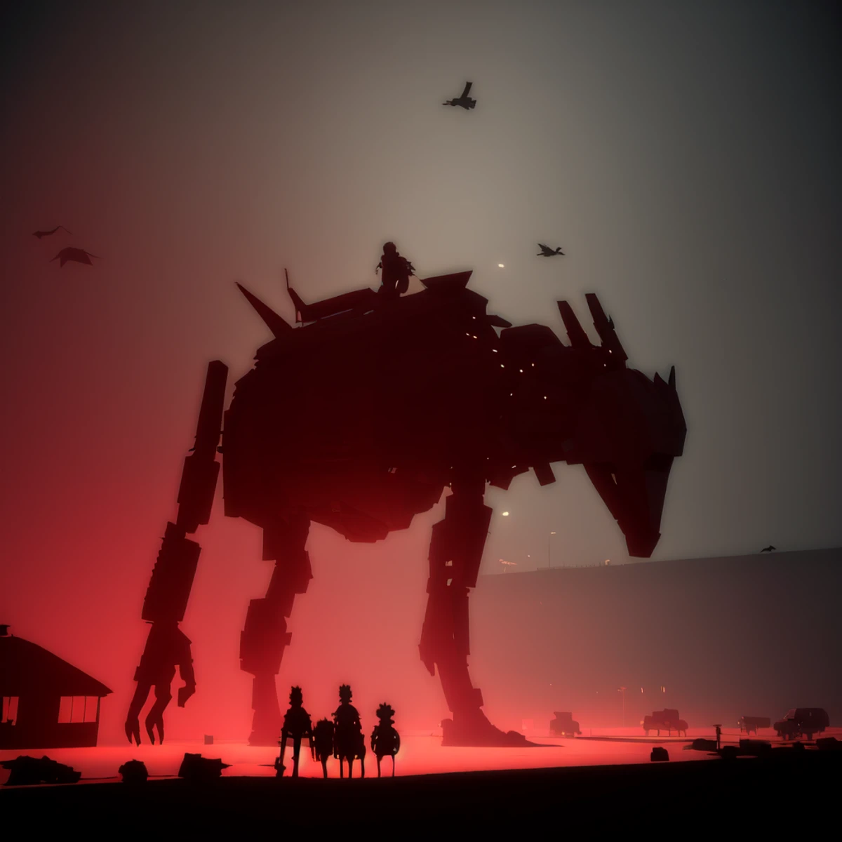 kentucky route zero style: photo, a parallel dimension of giant monsters <lora:kentuckyRouteZero_sd21:1> (renderzoov21:1)