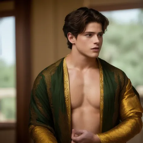 an attractive young  froy gutierrez as antinous in ruffled poet shirt prince cloth, long sleeve, highly detailed, artesian, mast...