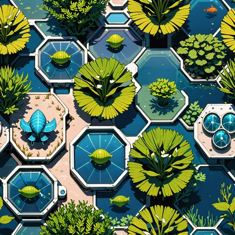 a close up of a bunch of plants and water plants