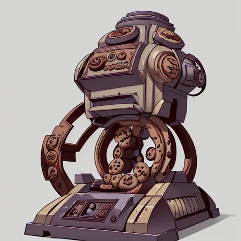 cartoon robot with gears on a pedestal