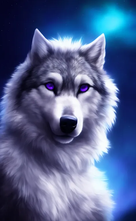 , mammal, solo, fur, anthro, purple eyes, digital media (artwork), looking at viewer, grey fur, detailed, whiskers, detailed fur...