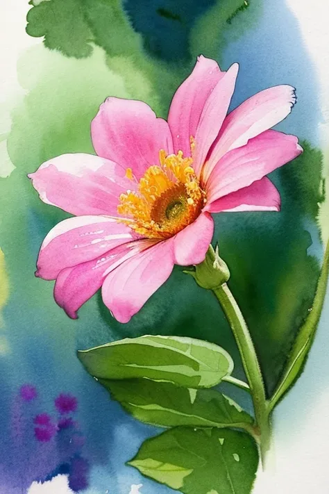 (masterpiece, beat quality, official art, watercolor sketch), a flower