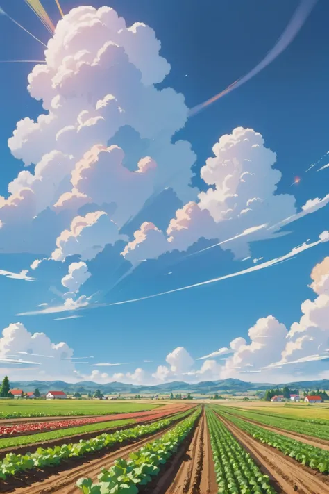 colorful, parade,vegetable fields, noon, blue sky, clouds, scenery, in a Agricultural Land<lora:EnvyReclaimedBrutalismXL01:0.5><lora:EnvyBetterHiresFixXL01:0:hr=1>