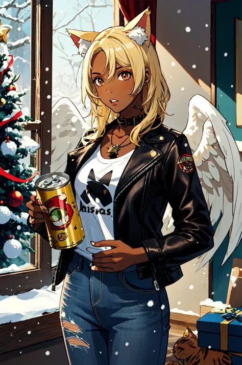 1girl, solo, brown eyes, blonde hair, detailed hair, detailed face, detailed eyes, official art,  BadBoyVibes-GenderFree   OseaDark PringlesCanMAybe XmasTheme