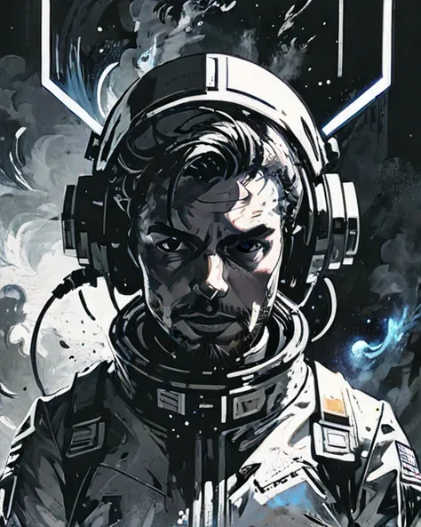 a close up of a man in a space suit with a helmet on