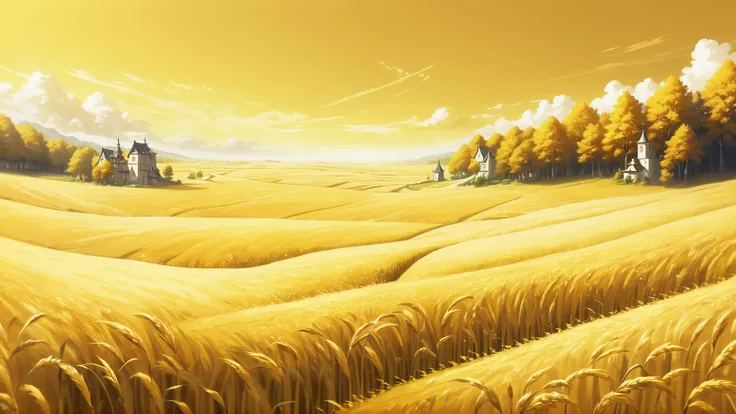 a close up of a painting of a field of wheat