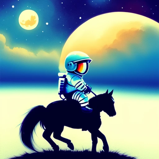 chibisjstyle a cute astronaut riding a horse, cute, by greg rutkowski