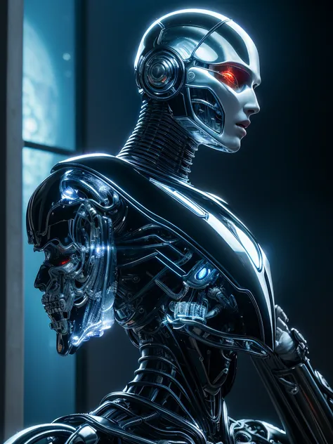 complex 3d render ultra detailed of a beautiful porcelain profile woman android upper body, closed mouth, cyborg, robotic parts, 150 mm, beautiful studio soft light, rim light, vibrant details, luxurious cyberpunk, lace, hyperrealistic, anatomical, facial ...