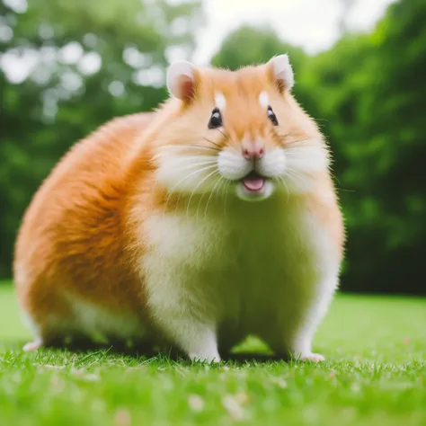RAW photo, unbearably huge hamster, like, really big hamster, where did you even get one of these, 8k uhd, dslr, soft lighting, high quality, film grain