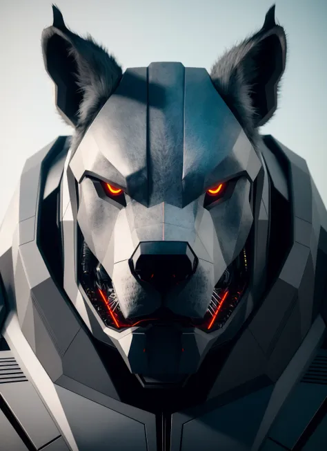 Portrait painting of a cybernetic grey werewolf body with Rhinoceros head, god masculine, with power armor, ultra realistic, concept art, intricate details, highly detailed, photorealistic, octane render, 64K UHD, unreal engine