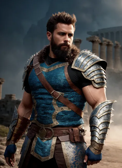 ((man:1.2)), ((DnD)), a fullbody portrait, toxic, muscle, god, elder, epic realistic, faded, hyperdetailed, cinematic, warm lights, intricate details, muscle photo, armored suit, full body in frame, (intricate details:1.2), (ancient greek armor:1.3), damag...