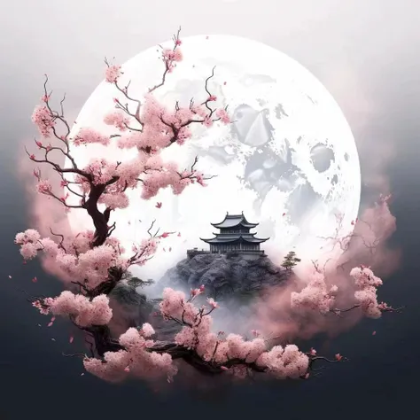 洁月映桃花