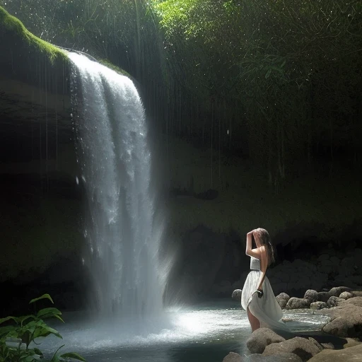 uma mulher na cachoeira