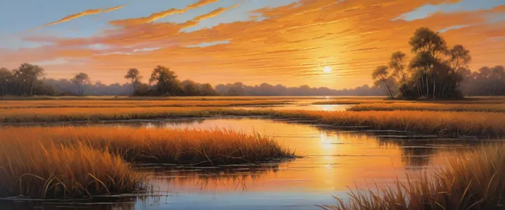 wetland with sunset