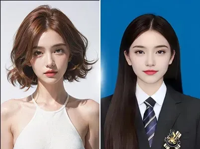 Kırmızı, beyaz ve mavi kimlik fotoğrafı(Sadece kadınlar için)