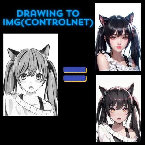 Drawing/Sketches to AI image (txt2img+ControlNet) [描画からAI画像へ]