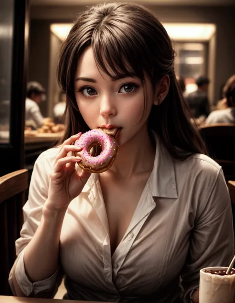 ドーナツを食べる