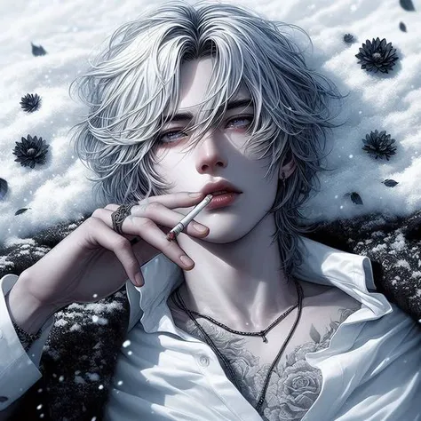 smoke on snowfield