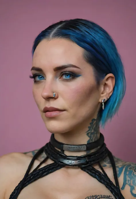 blue hair blue eyes cyberpunk girl