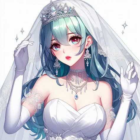 Cute Blue Hair Anime Bride