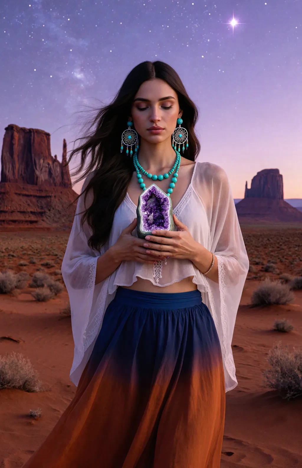 Ritual de cristal en el desierto